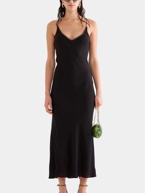 Venroy Lace Trim Silk Dress